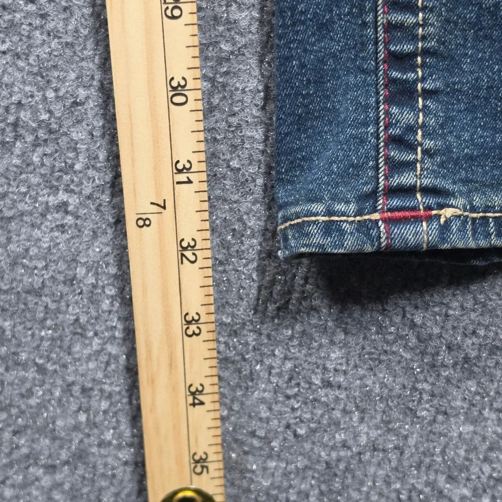 True Religion Jeans Mens 33 Ricky Relaxed Straight Blue Big T Stitch SN Flap